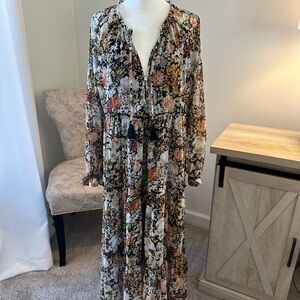 Vici Ronda Tiered Midi Dress Floral Long Sleeve Maxi Dress